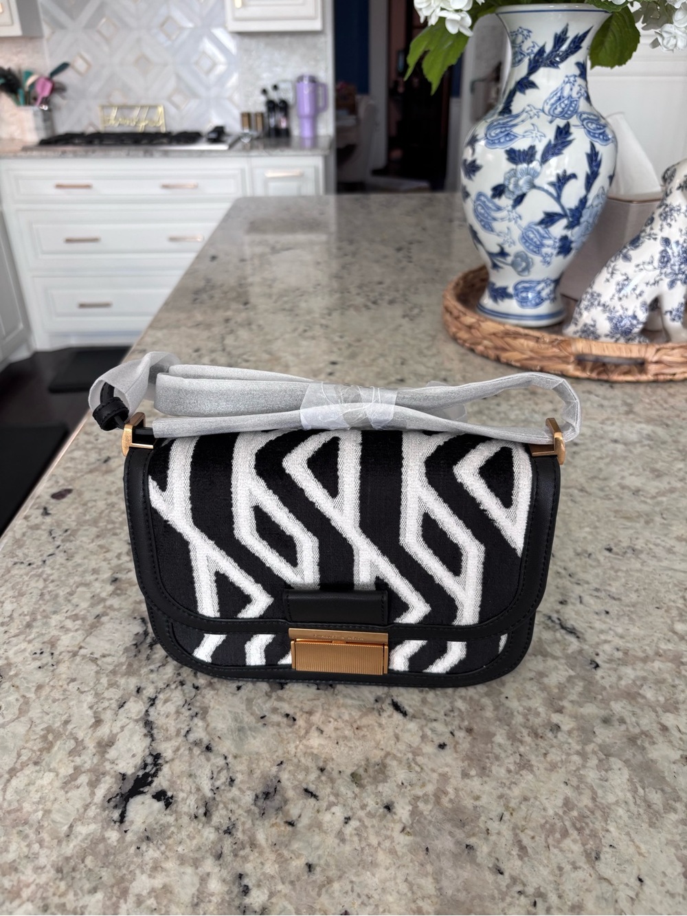 NEW Charles & Keith Charlot Jacquard Printed Bag